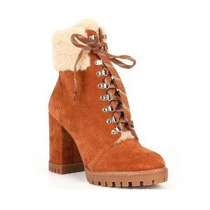 Gianni Bini Sight See Suede Shearling Lug Sole Hiker Platform Booties